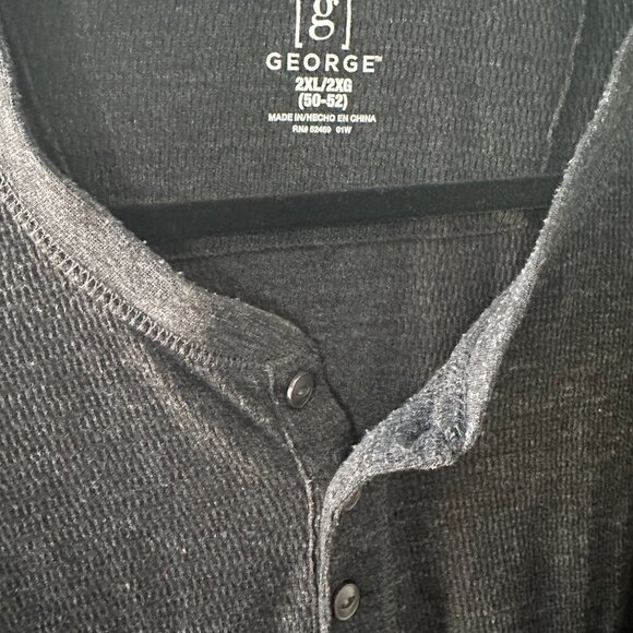George Black XXL Long Sleeve Henley Tee Shirt - Picture 2 of 9